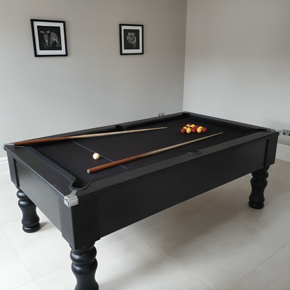 Cry Wolf Turned Leg Slate Bed Pool Table Black