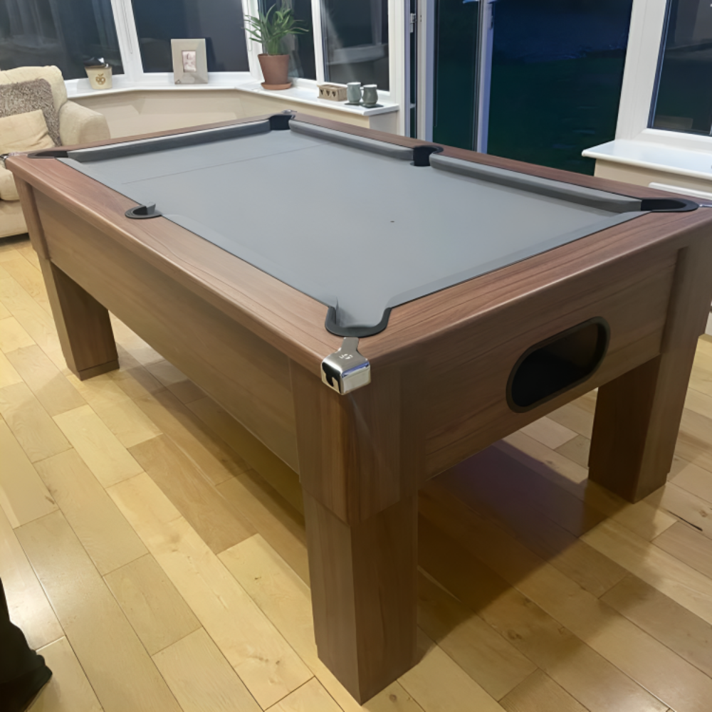 Cry Wolf Square Leg Slate Bed Pool Table Walnut