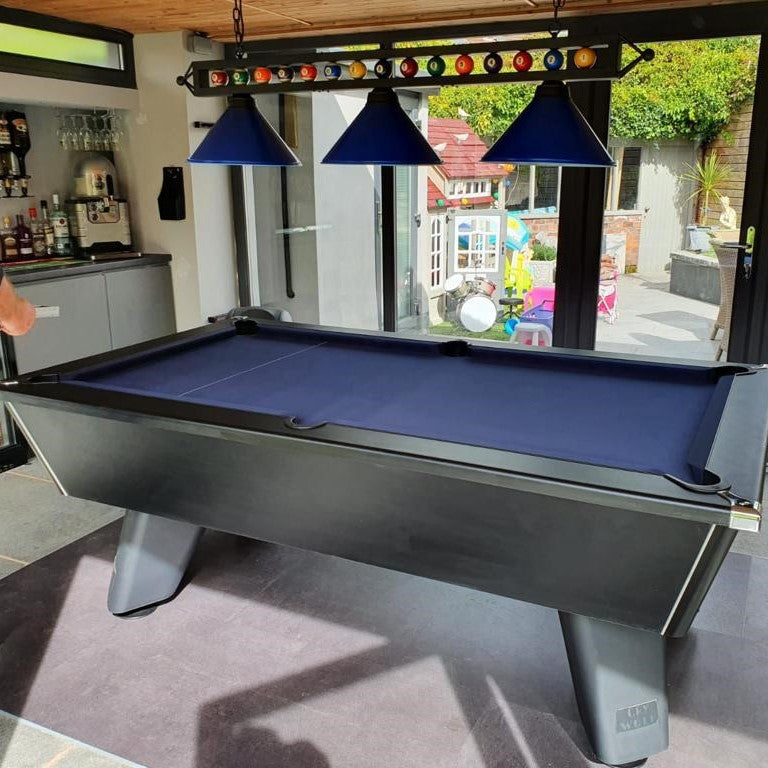 Cry Wolf Indoor Slate Bed Pool Table Black - Elite Pro Marine Blue