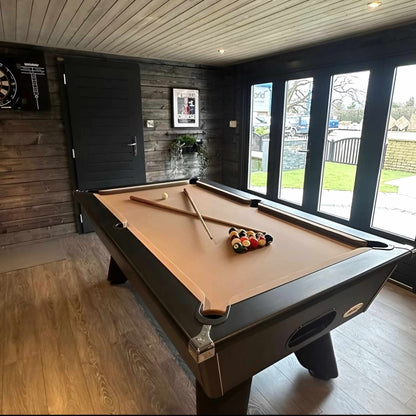 Cry Wolf Indoor Slate Bed Pool Table Black - Elite Pro Camel