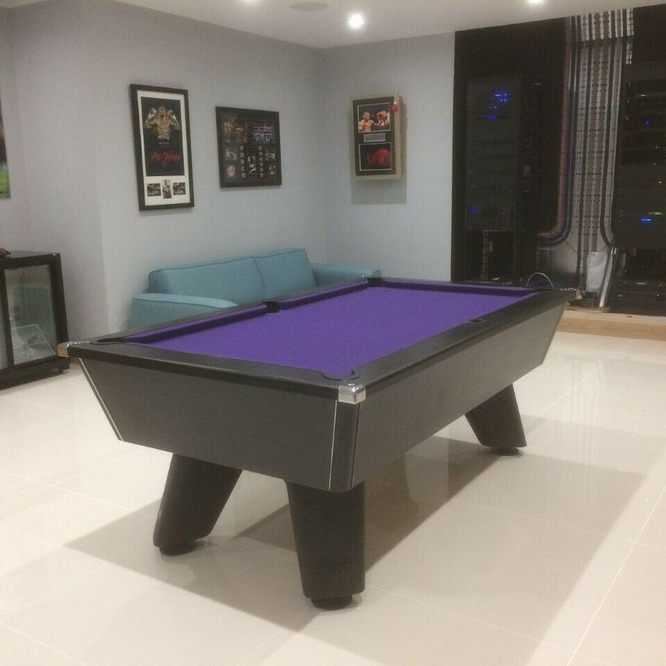 Cry Wolf Indoor Slate Bed Pool Table Black - Elite Pro Purple