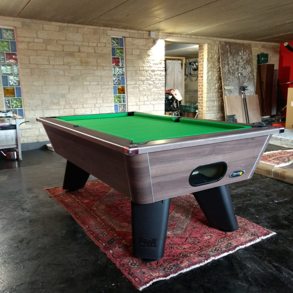 Cry Wolf Indoor Slate Bed Pool Table Dark Walnut