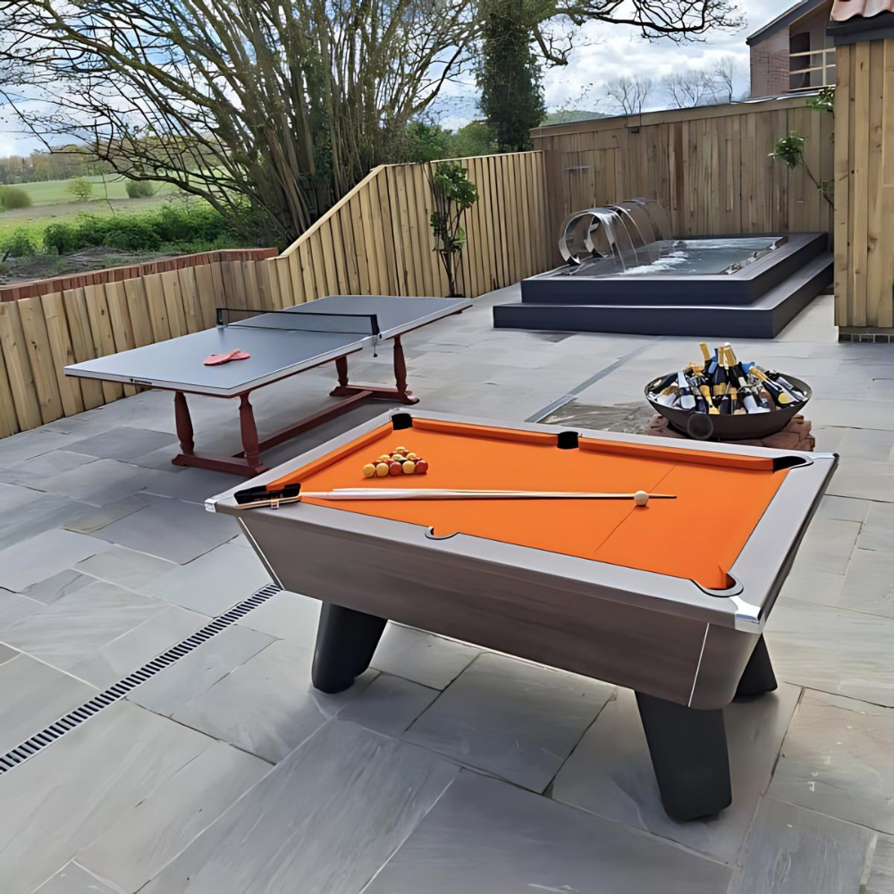 Cry Wolf Outdoor Slate Bed Pool Table Dark Walnut