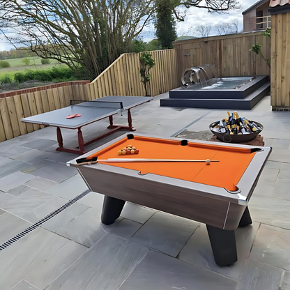 Cry Wolf Outdoor Slate Bed Pool Table Dark Walnut