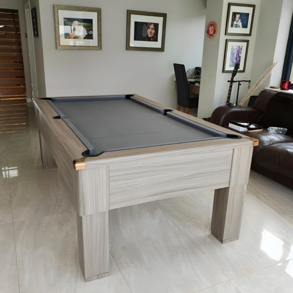 Cry Wolf Square Leg Slate Bed Pool Table Driftwood
