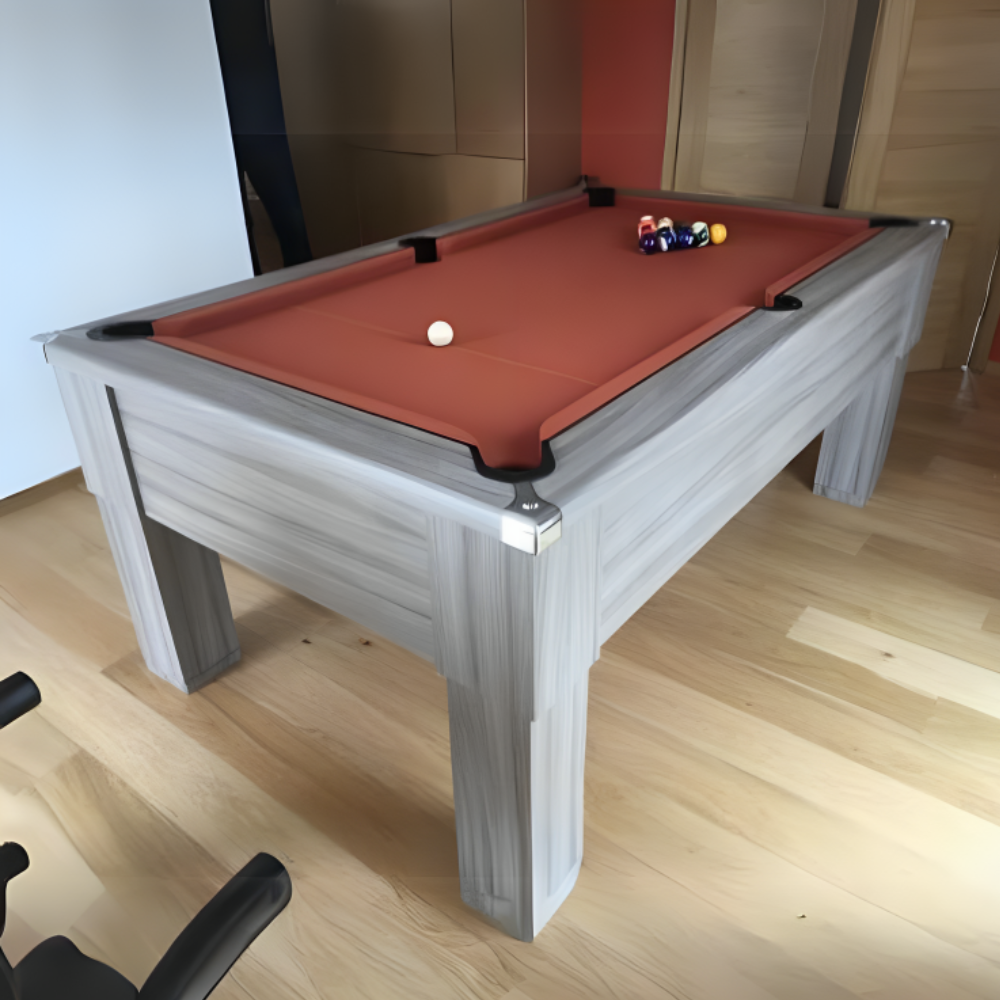 Cry Wolf Square Leg Slate Bed Pool Table Driftwood