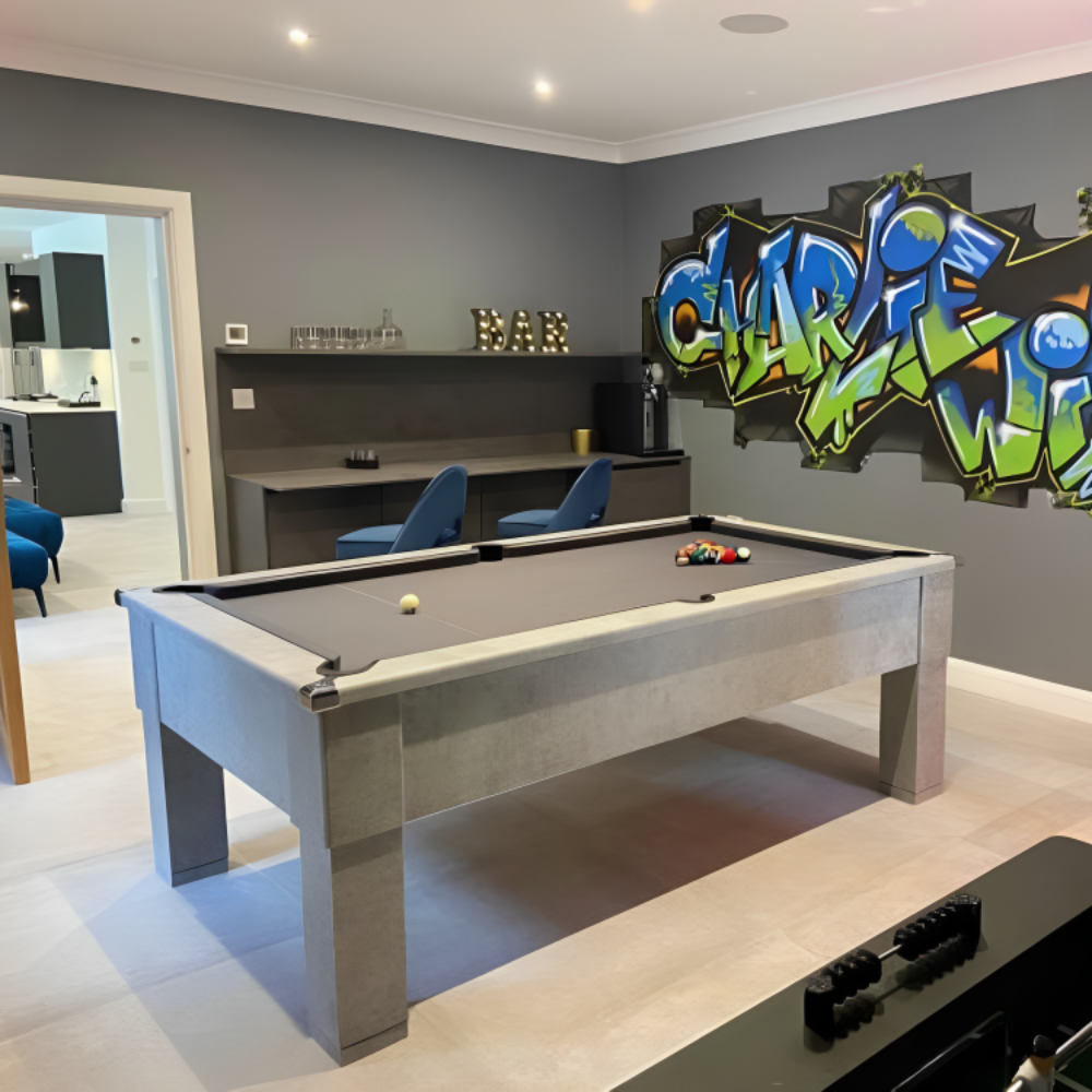 Cry Wolf Square Leg Slate Bed Pool Table Urban Grey