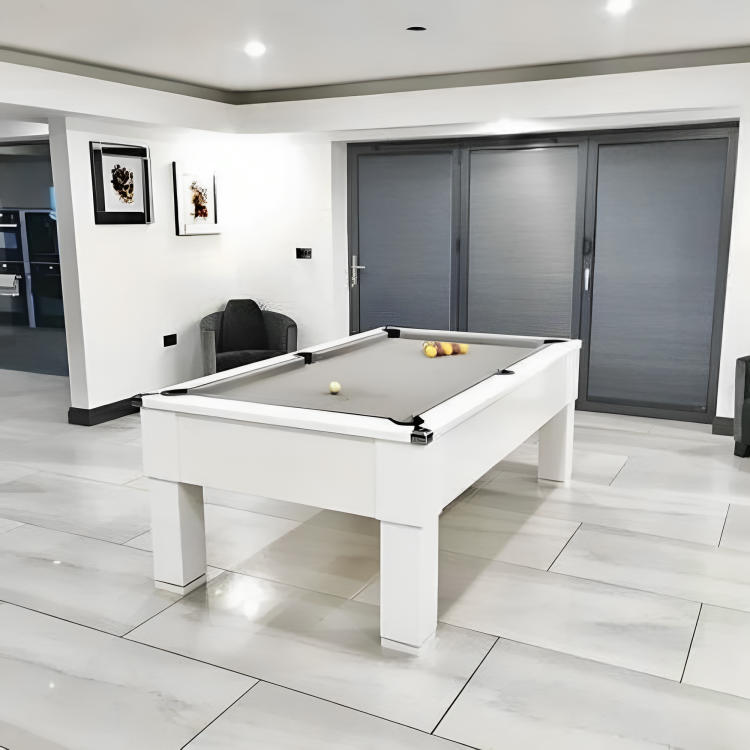 Cry Wolf Square Leg Slate Bed Pool Table White