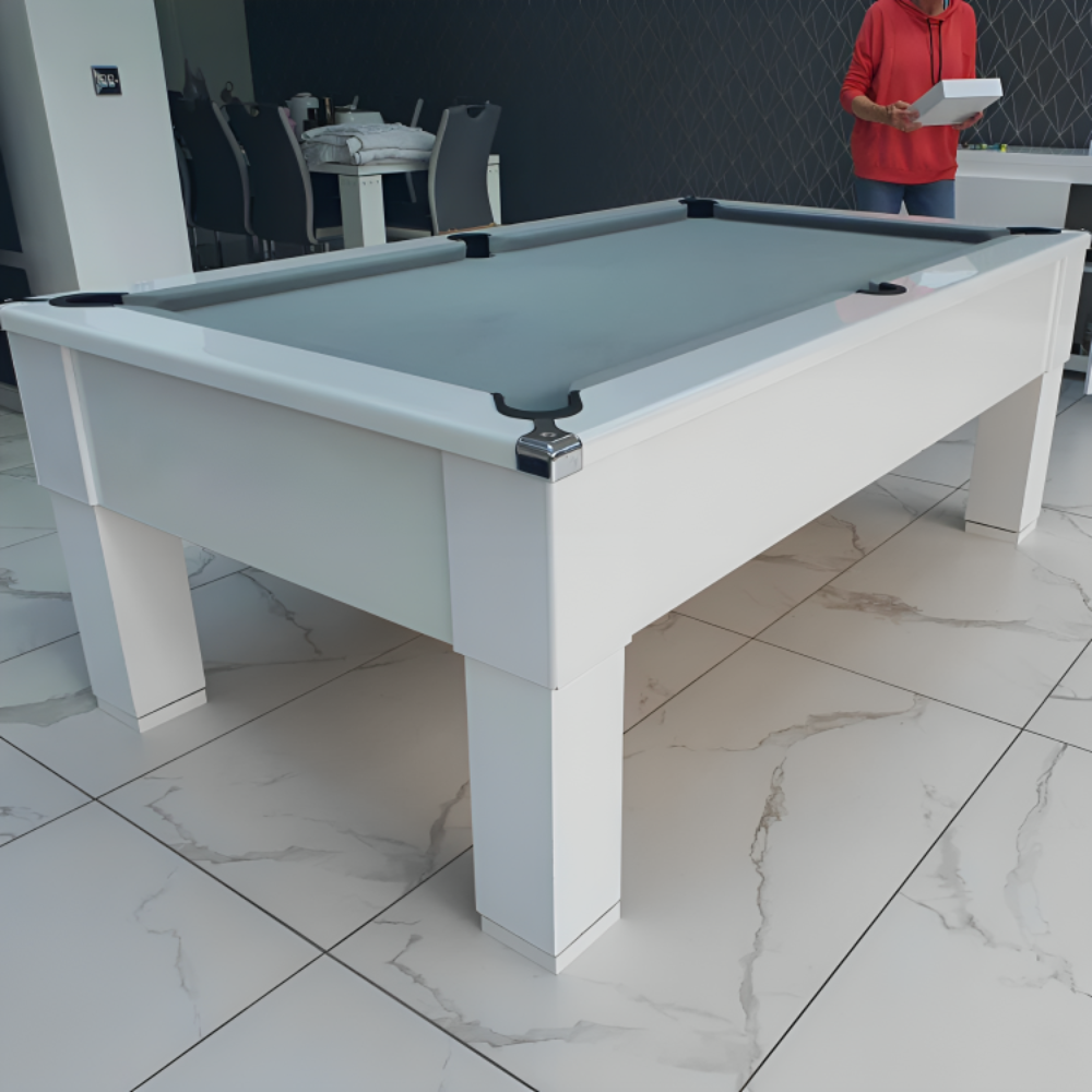 Cry Wolf Square Leg Slate Bed Pool Table White