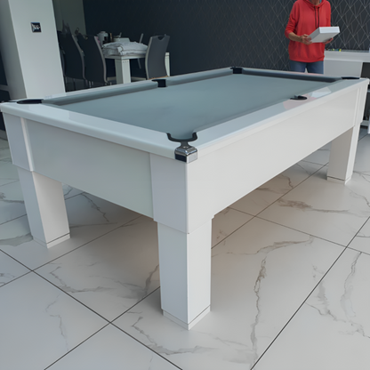 Cry Wolf Square Leg Slate Bed Pool Table White