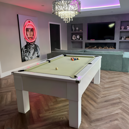 Cry Wolf Square Leg Slate Bed Pool Table White
