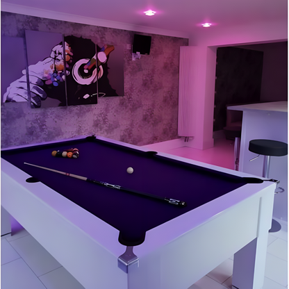 Cry Wolf Square Leg Slate Bed Pool Table White