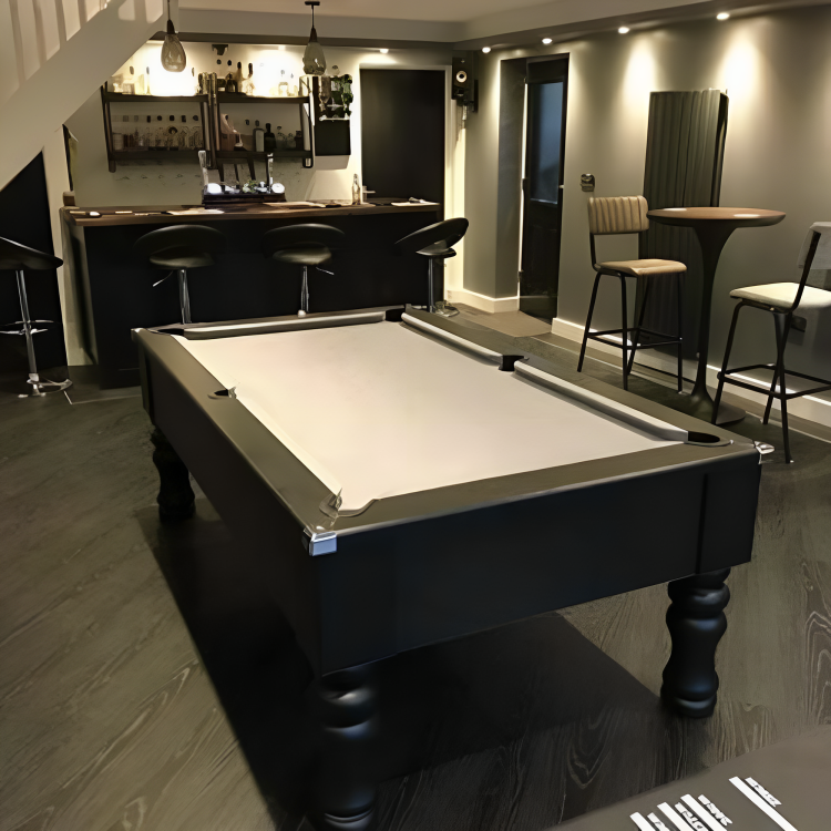 Cry Wolf Turned Leg Slate Bed Pool Table Black