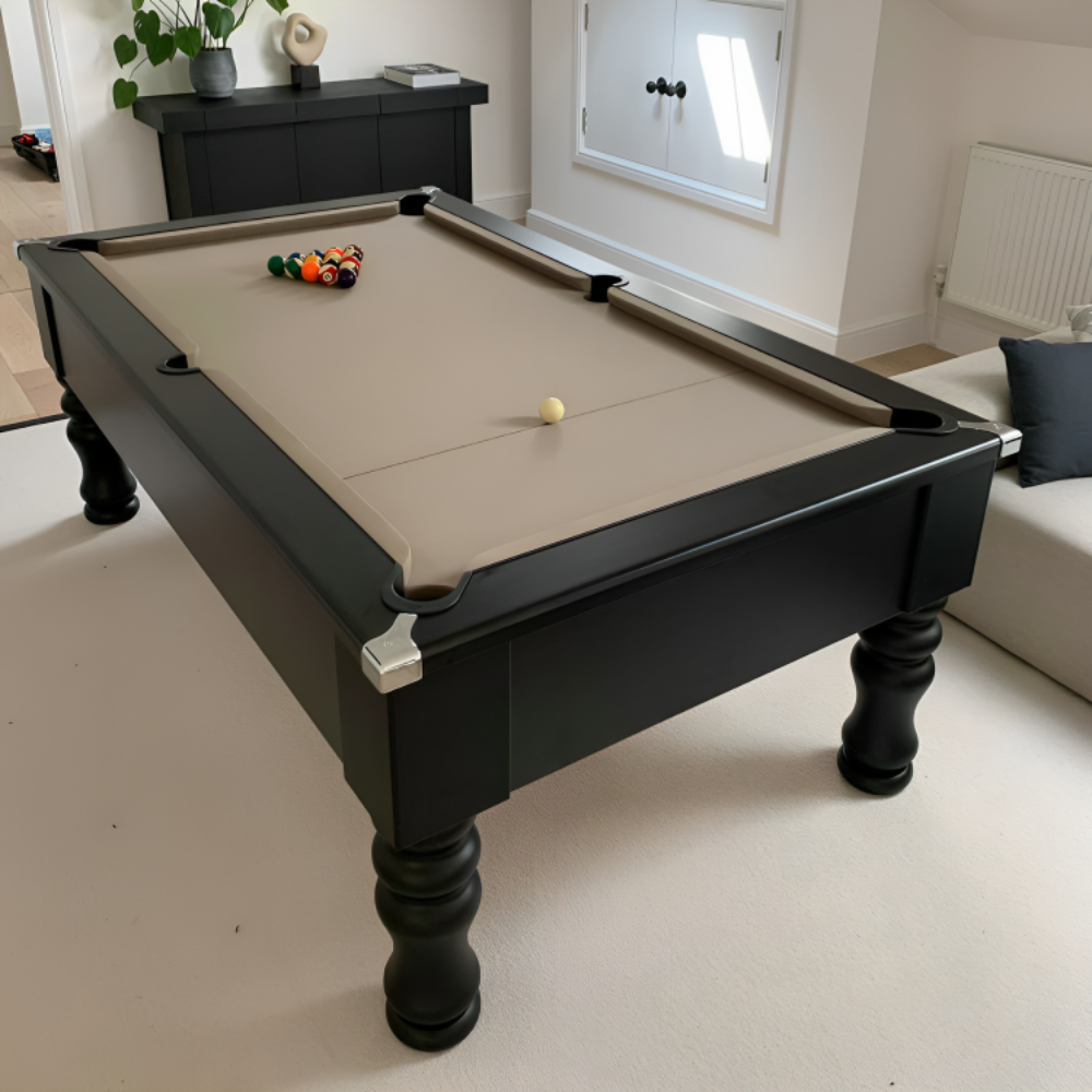 Cry Wolf Turned Leg Slate Bed Pool Table Black