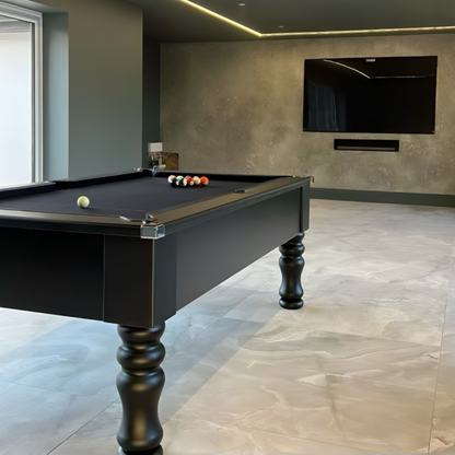 Cry Wolf Turned Leg Slate Bed Pool Table Black