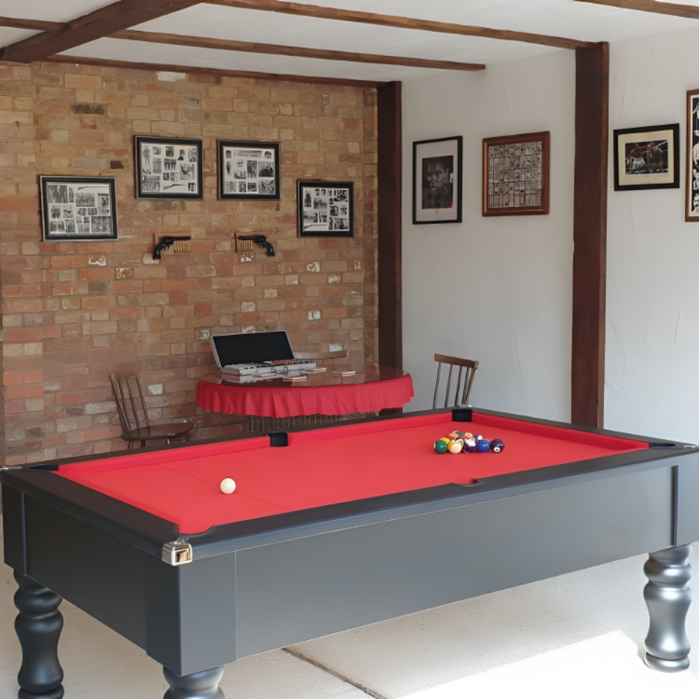 Cry Wolf Turned Leg Slate Bed Pool Table Black