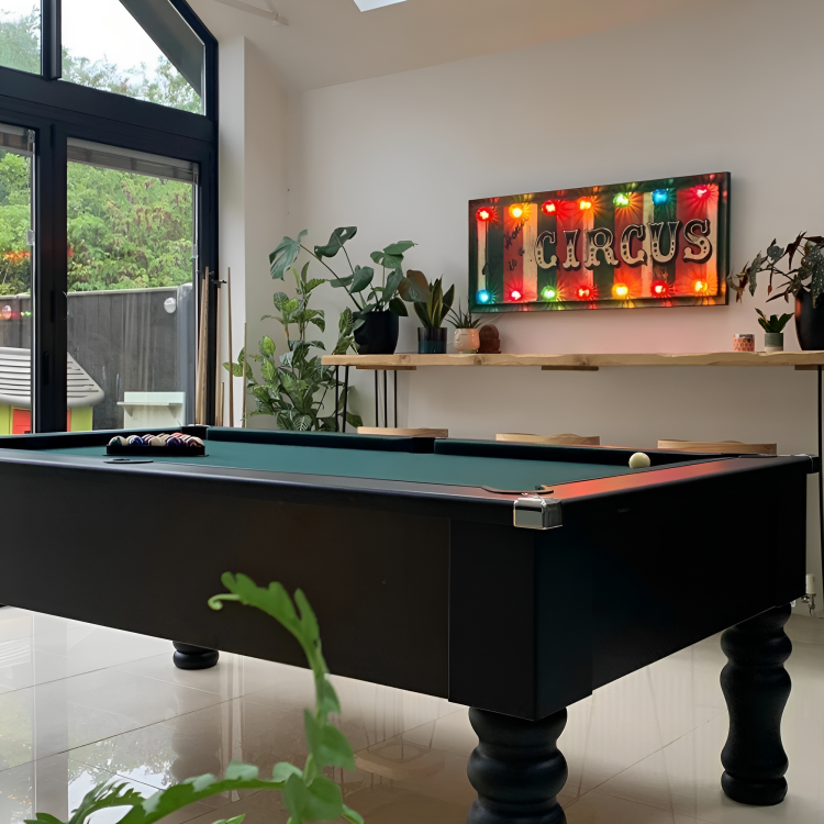 Cry Wolf Turned Leg Slate Bed Pool Table Black