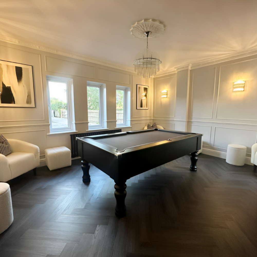 Cry Wolf Turned Leg Slate Bed Pool Table Black