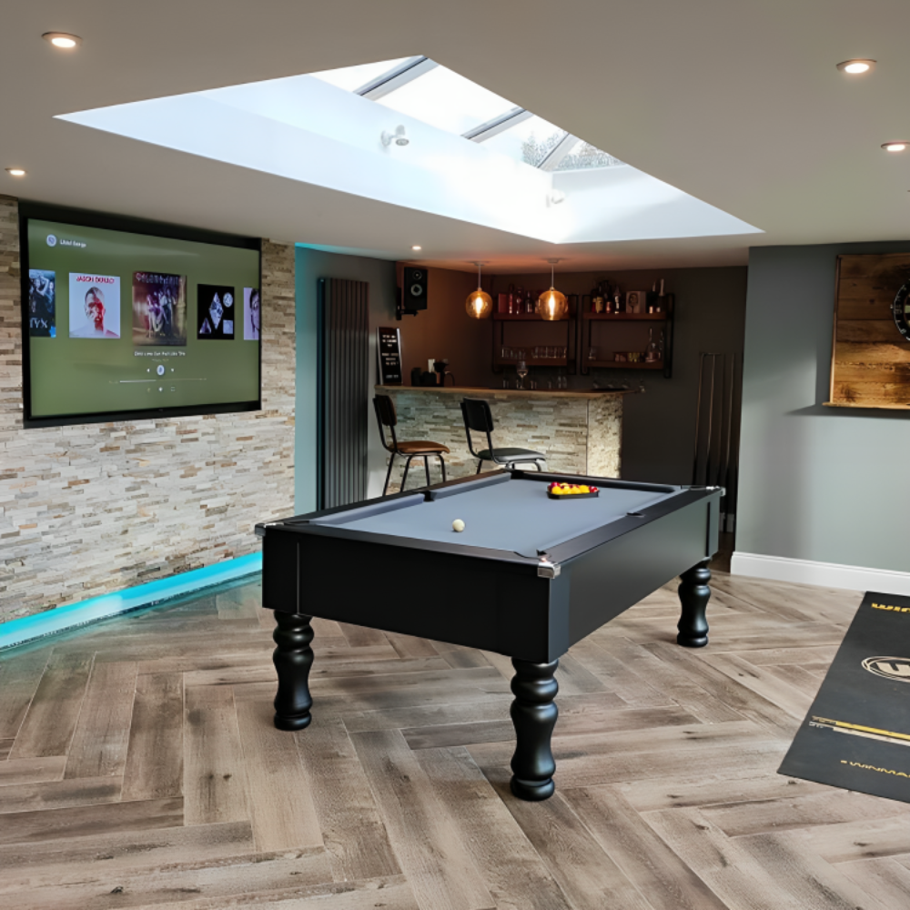 Cry Wolf Turned Leg Slate Bed Pool Table Black