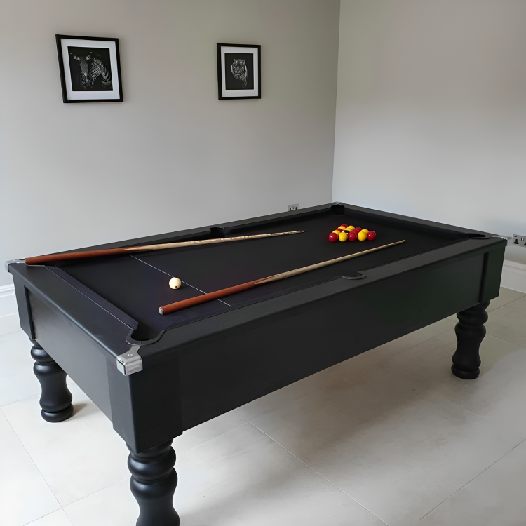 Cry Wolf Turned Leg Slate Bed Pool Table Black