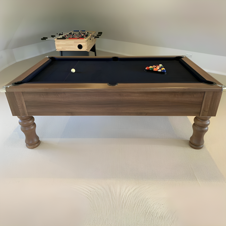 Cry Wolf Turned Leg Slate Bed Pool Table Dark Walnut