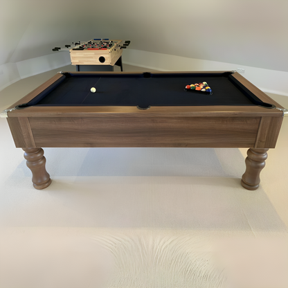 Cry Wolf Turned Leg Slate Bed Pool Table Dark Walnut