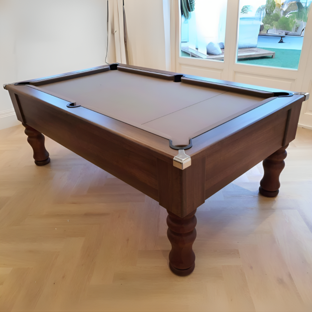 Cry Wolf Turned Leg Slate Bed Pool Table Dark Walnut