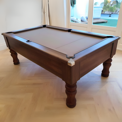 Cry Wolf Turned Leg Slate Bed Pool Table Dark Walnut