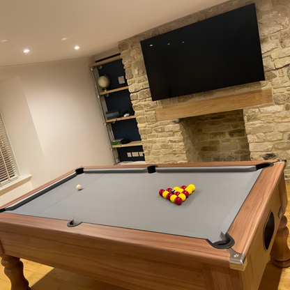 Cry Wolf Turned Leg Slate Bed Pool Table Walnut