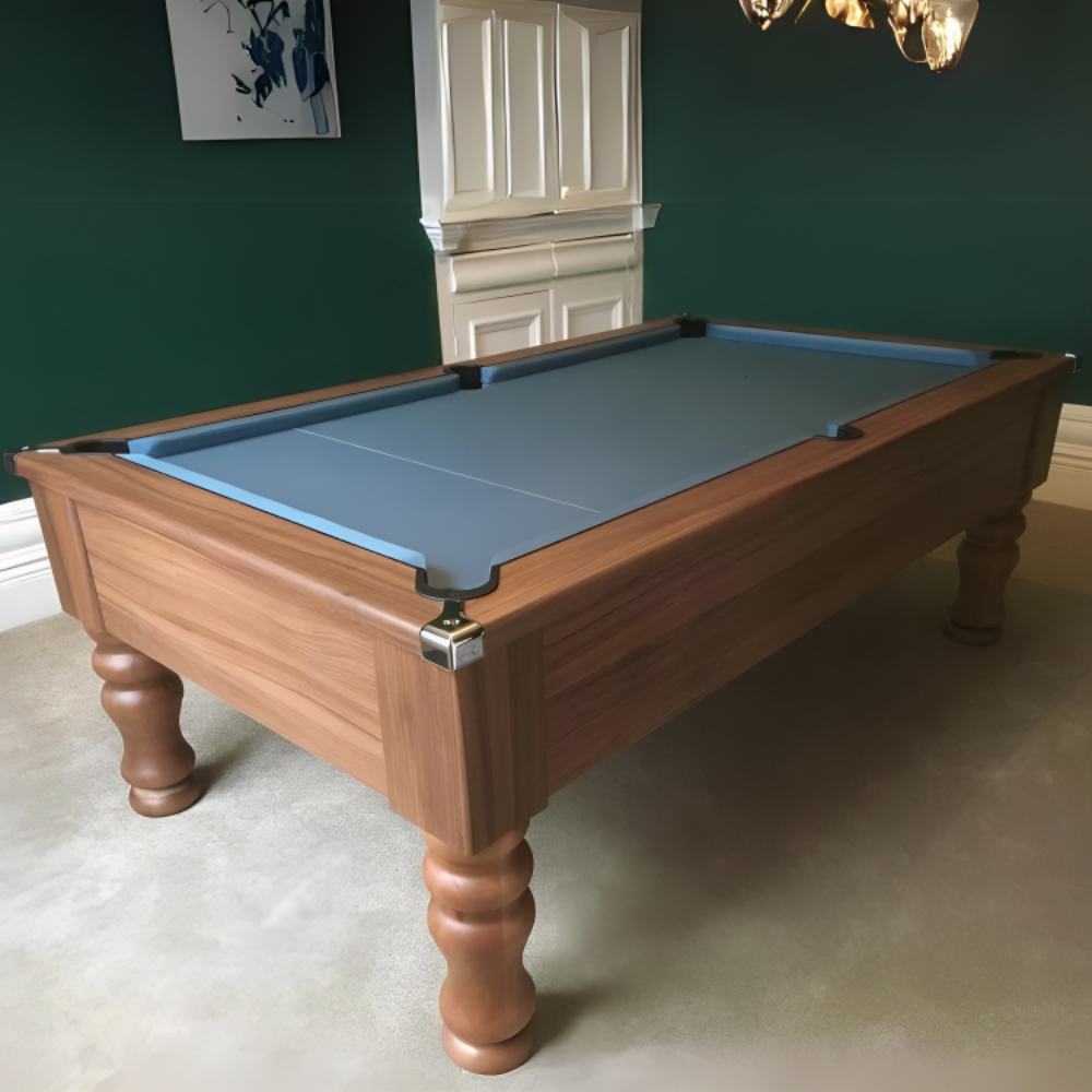 Cry Wolf Turned Leg Slate Bed Pool Table Dark Walnut