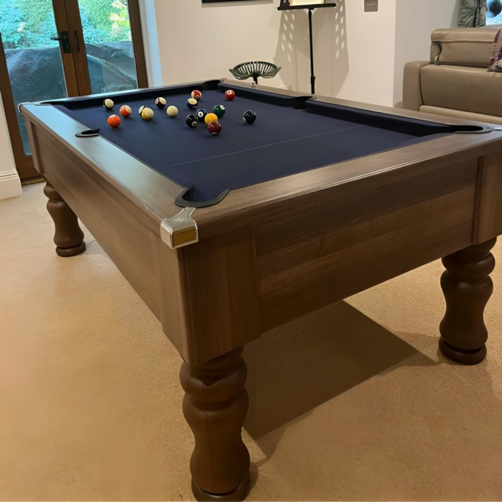 Cry Wolf Turned Leg Slate Bed Pool Table Dark Walnut
