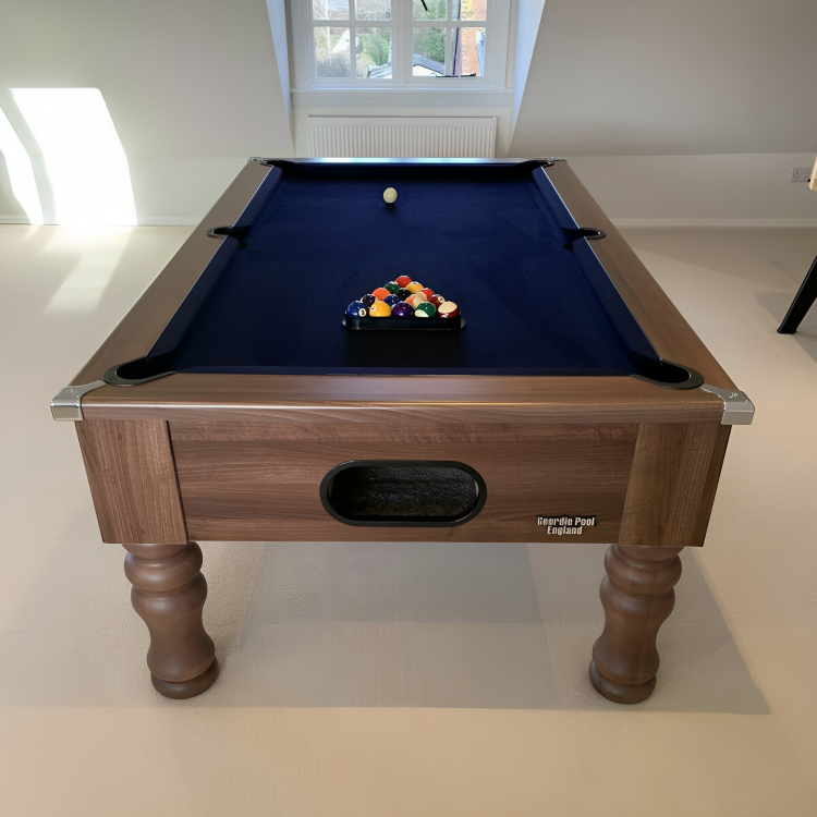 Cry Wolf Turned Leg Slate Bed Pool Table Dark Walnut