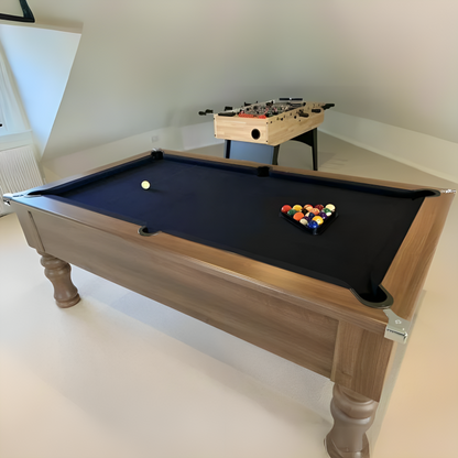 Cry Wolf Turned Leg Slate Bed Pool Table Dark Walnut
