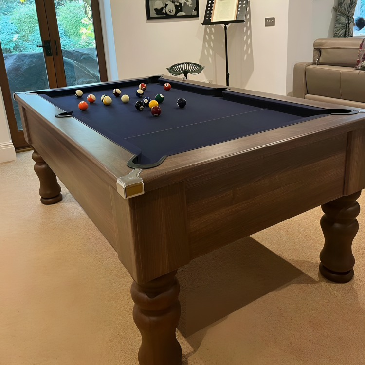 Cry Wolf Turned Leg Slate Bed Pool Table Dark Walnut
