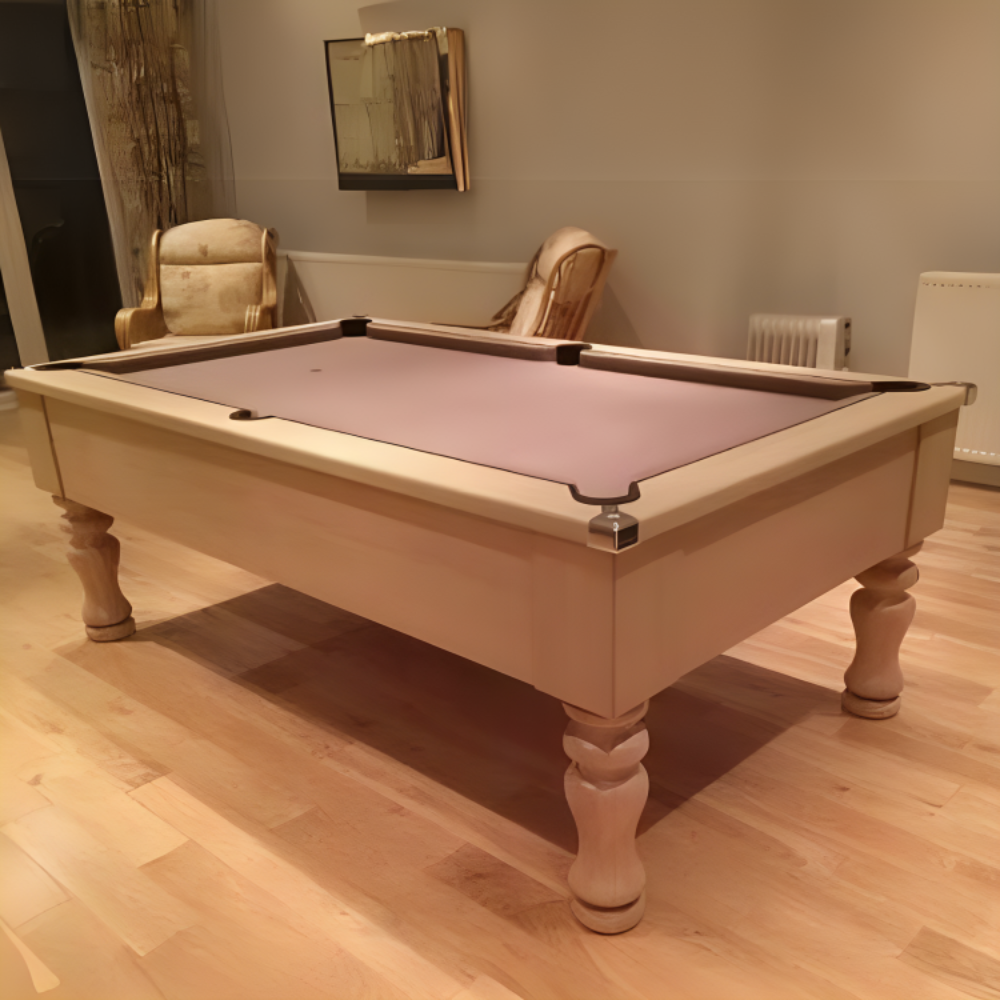 Cry Wolf Turned Leg Slate Bed Pool Table Light Oak