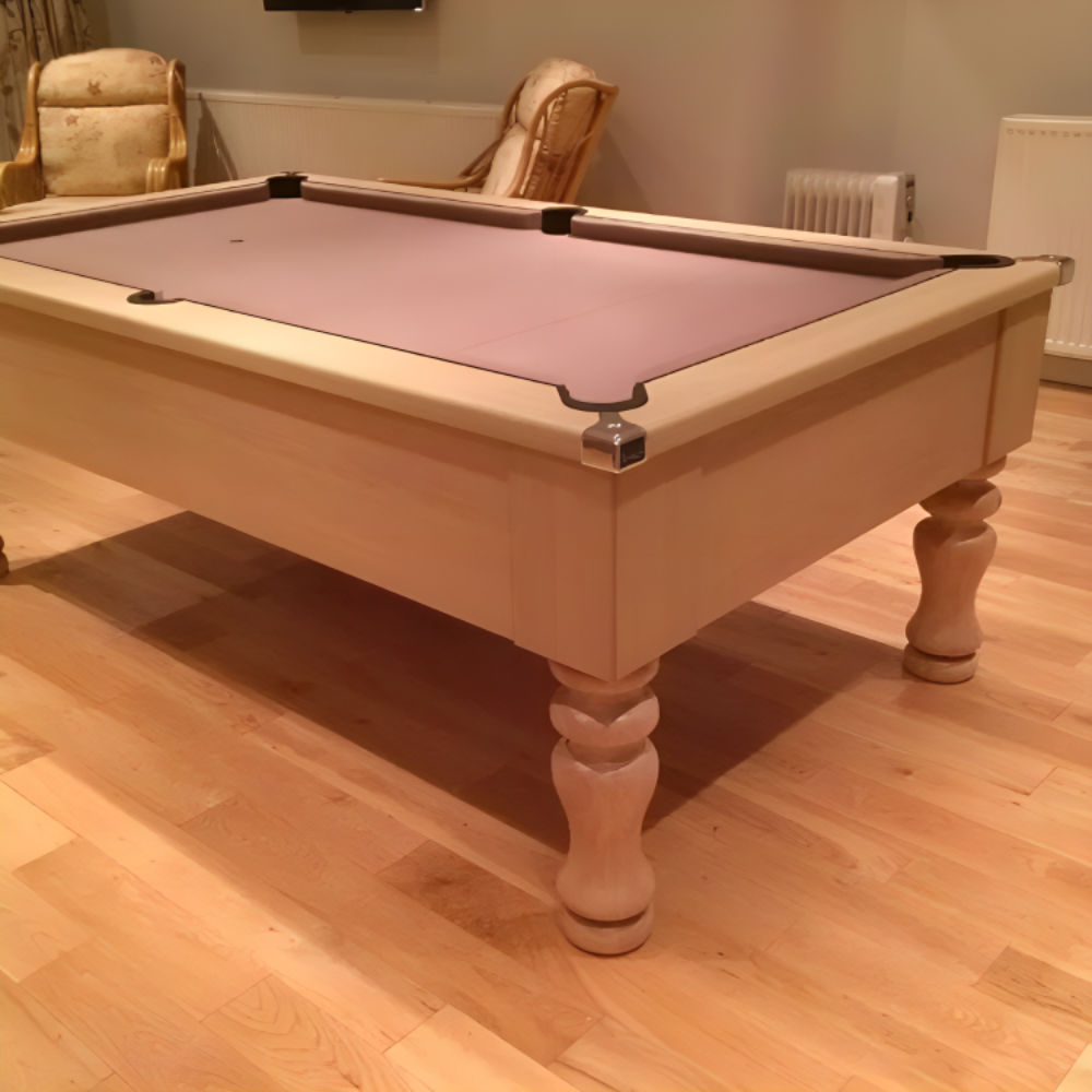 Cry Wolf Turned Leg Slate Bed Pool Table Light Oak