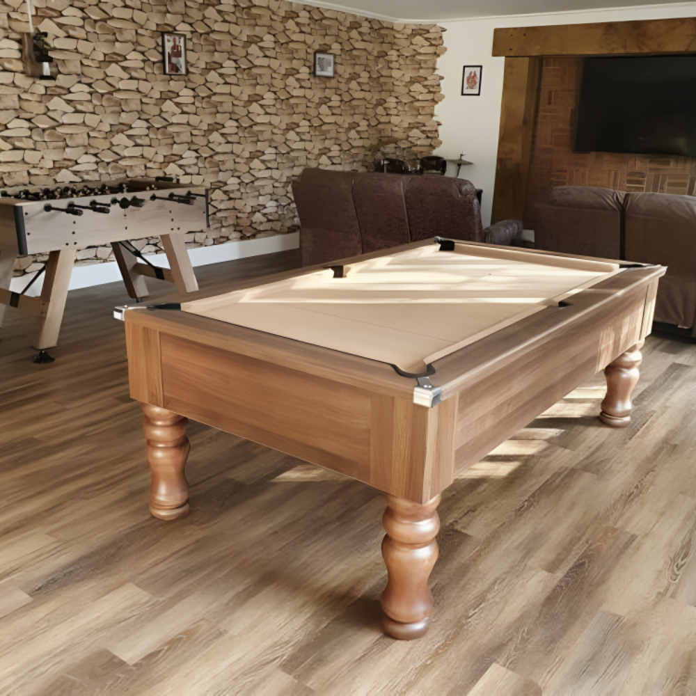 Cry Wolf Turned Leg Slate Bed Pool Table Walnut