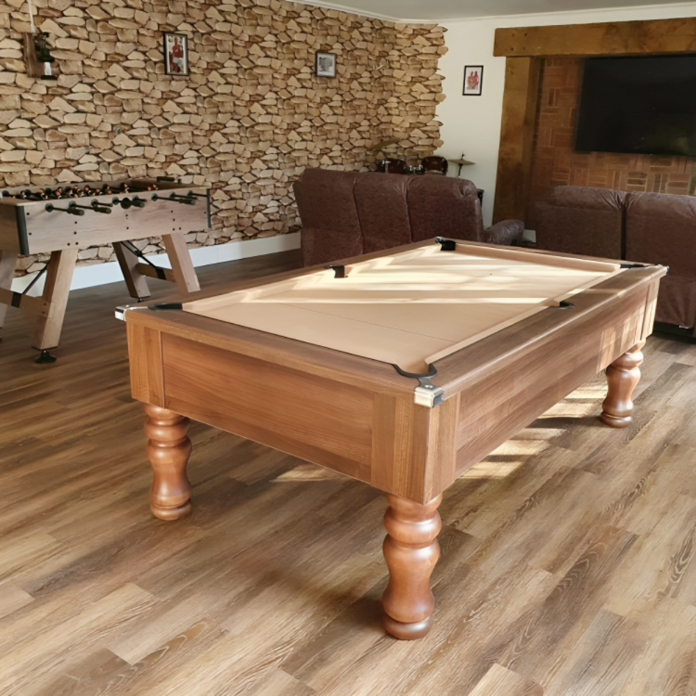 Cry Wolf Turned Leg Slate Bed Pool Table Walnut