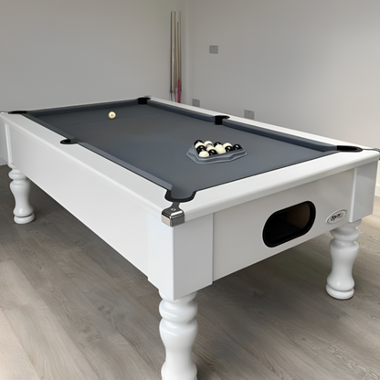 Cry Wolf Turned Leg Slate Bed Pool Table White