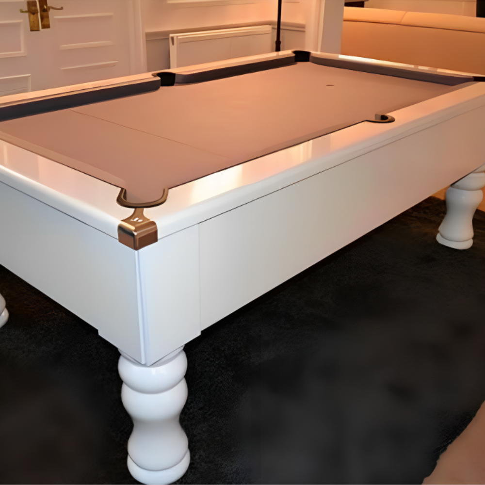 Cry Wolf Turned Leg Slate Bed Pool Table White