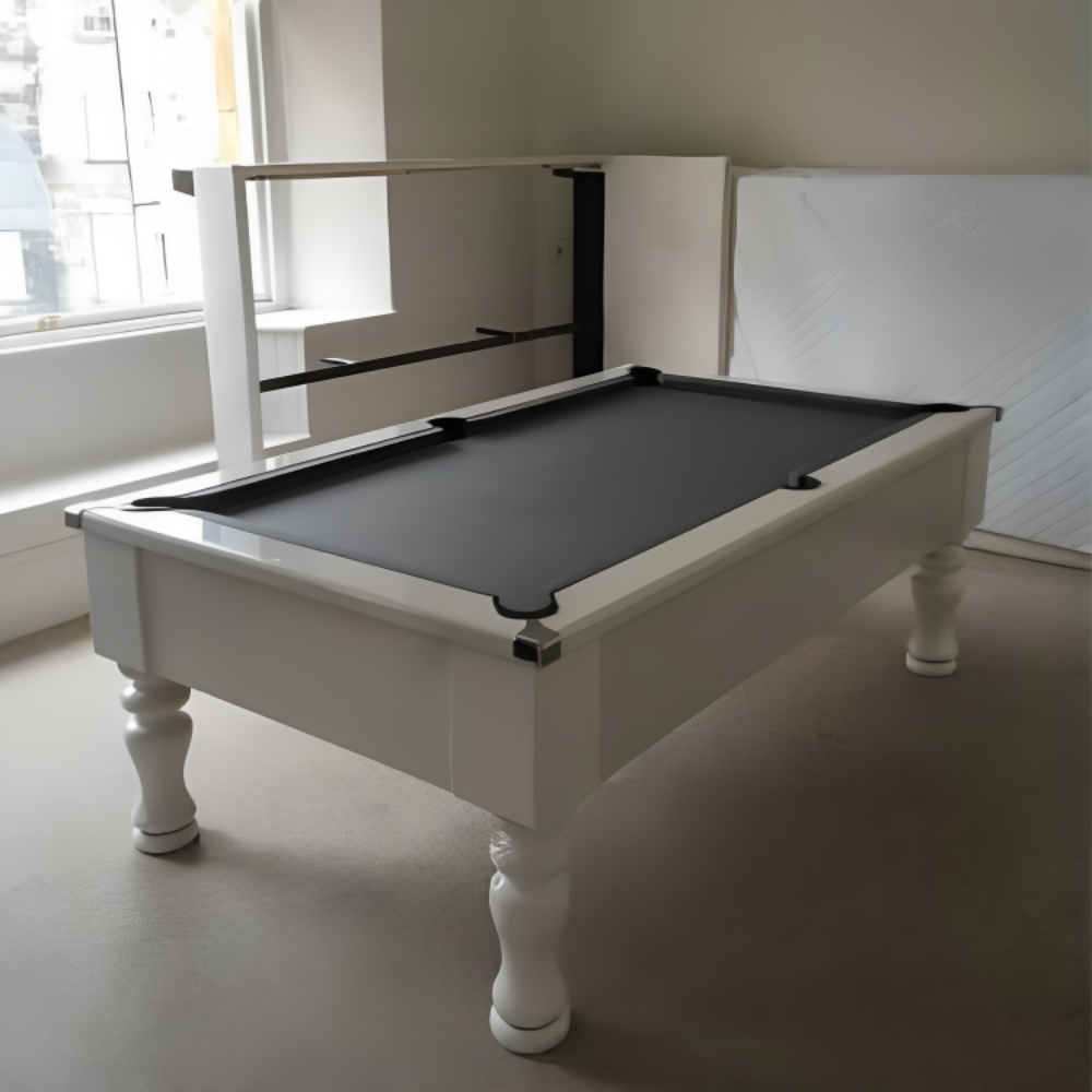 Cry Wolf Turned Leg Slate Bed Pool Table White