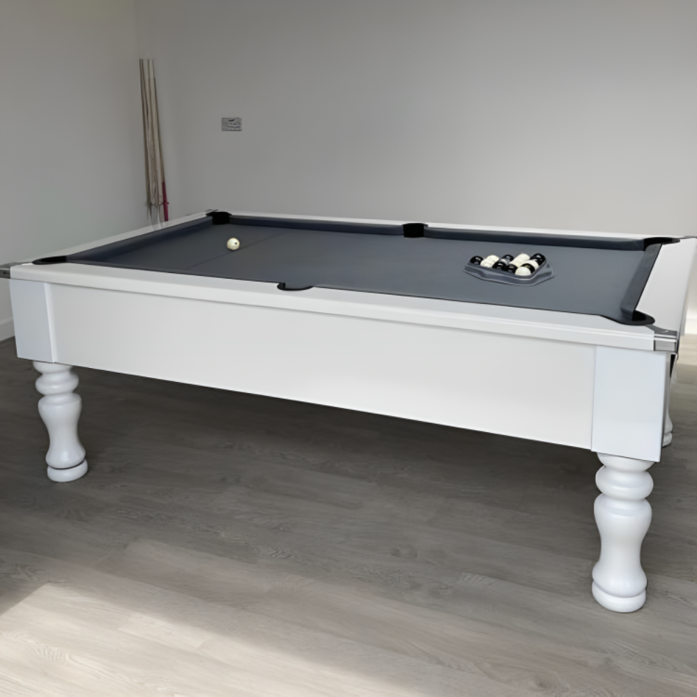 Cry Wolf Turned Leg Slate Bed Pool Table White
