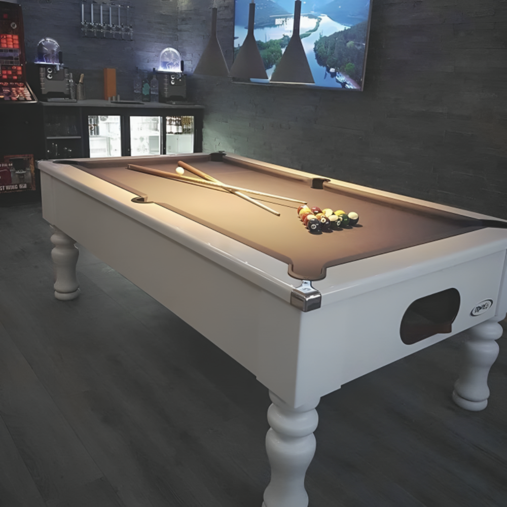 Cry Wolf Turned Leg Slate Bed Pool Table White