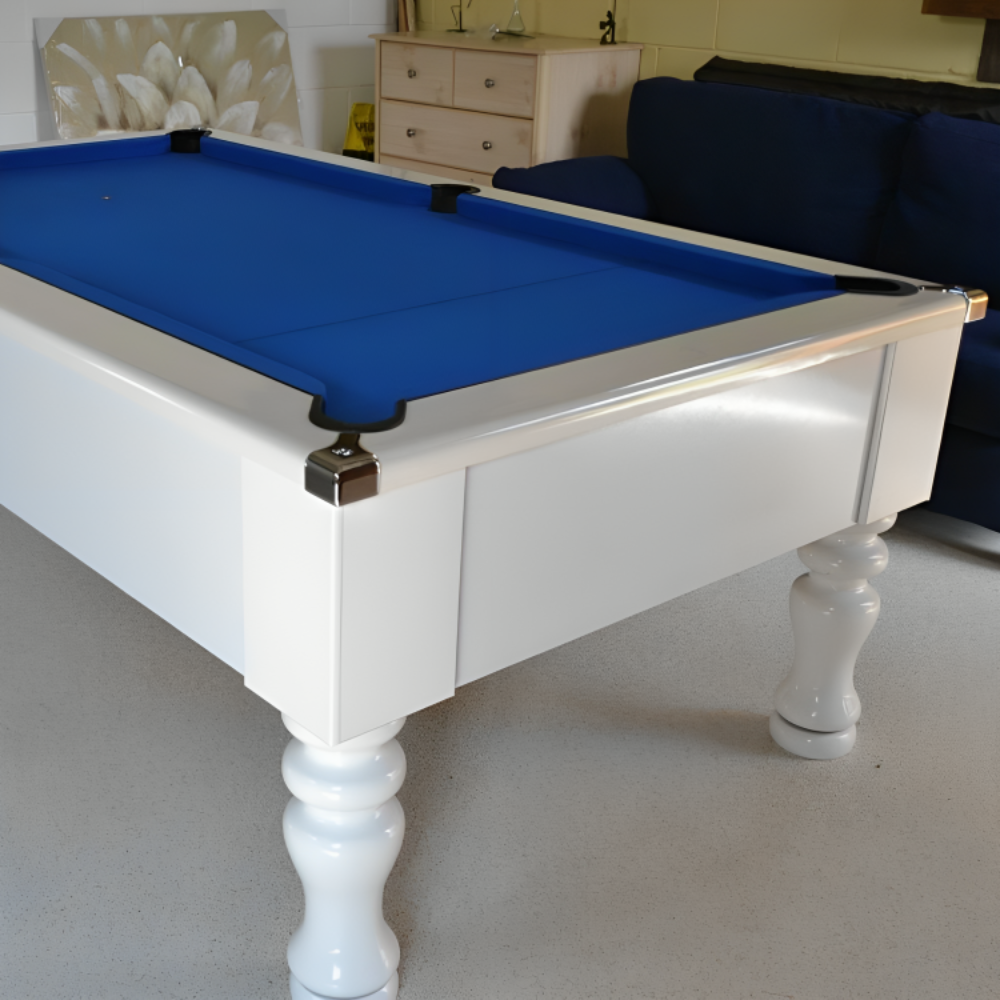 Cry Wolf Turned Leg Slate Bed Pool Table White