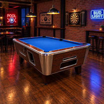 RECONDITIONED 7' x 4' Walnut ALCA Free Play Pool table