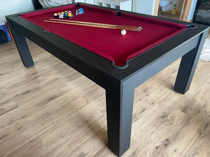Satin Black Rosetta English Pool Dining Table by SUPERPOOL.
