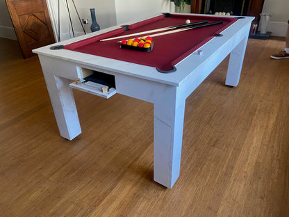 *IN STOCK* Ex Showroom 6' Carrara Marble Rosetta English Pool Dining Table by SUPERPOOL.