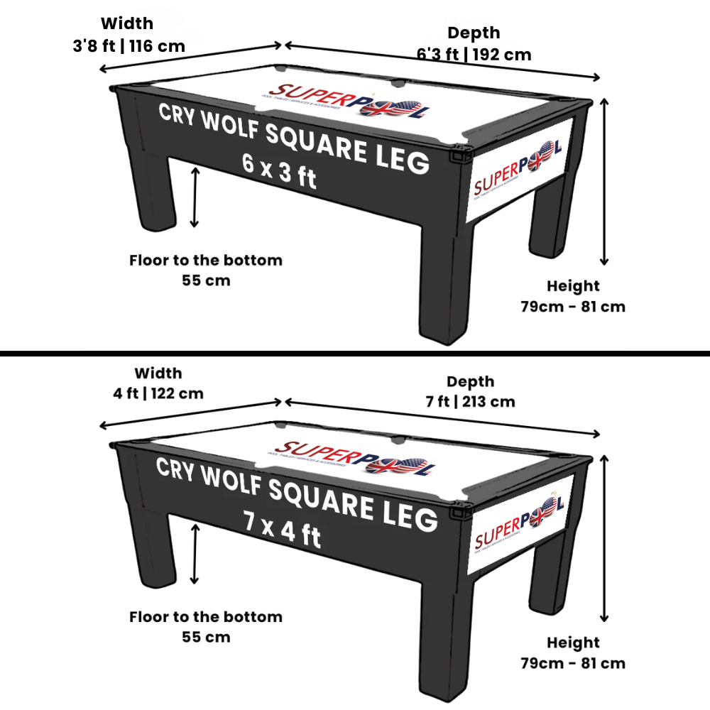 Cry Wolf Square Leg Slate Bed Pool Table | Walnut