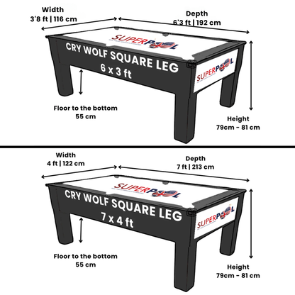 Cry Wolf Square Leg Slate Bed Pool Table | Walnut
