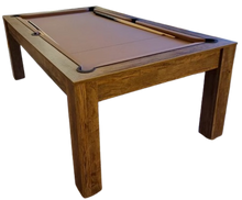 Load image into Gallery viewer, 7&#39; Santa Fe Walnut Revolution pool dining table with a pool table setup.